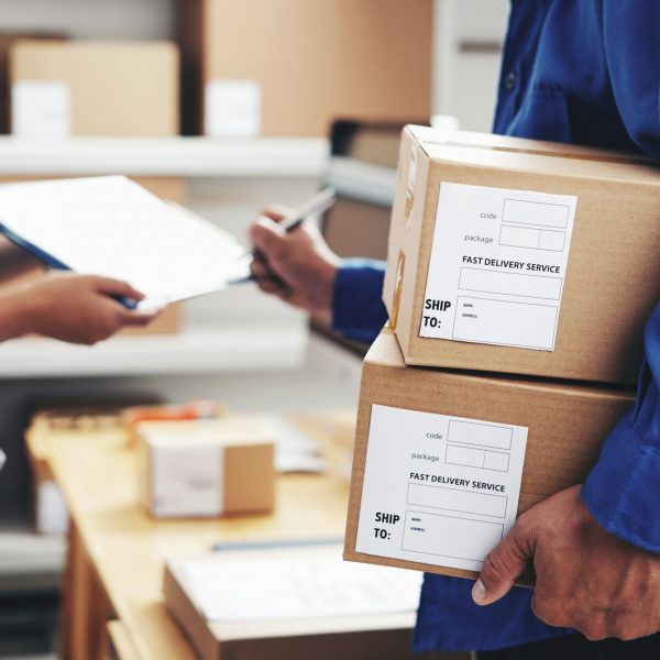 Courier signing document